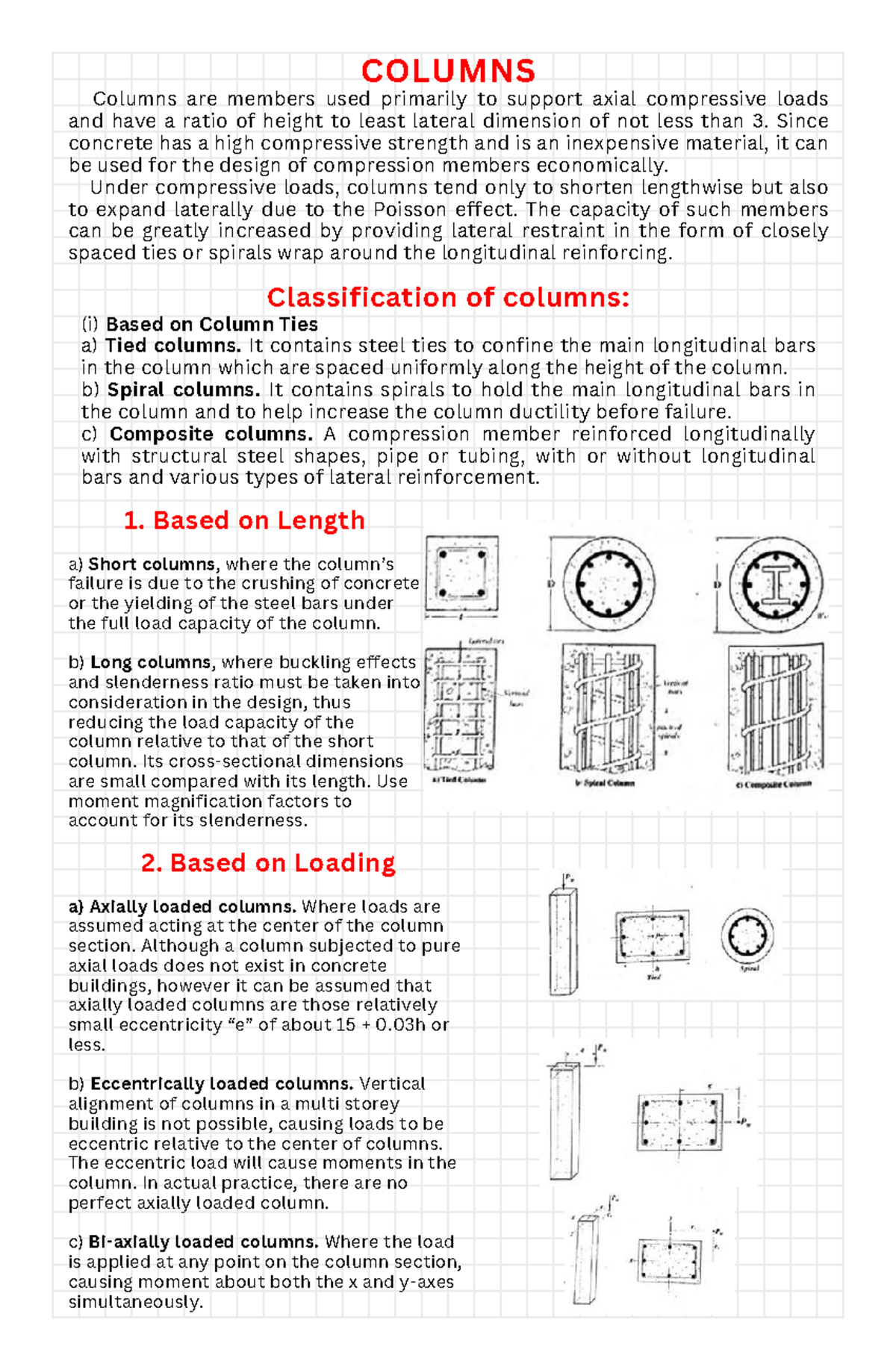 CIVL 301: Column Design and Analysis Notes - Studocu