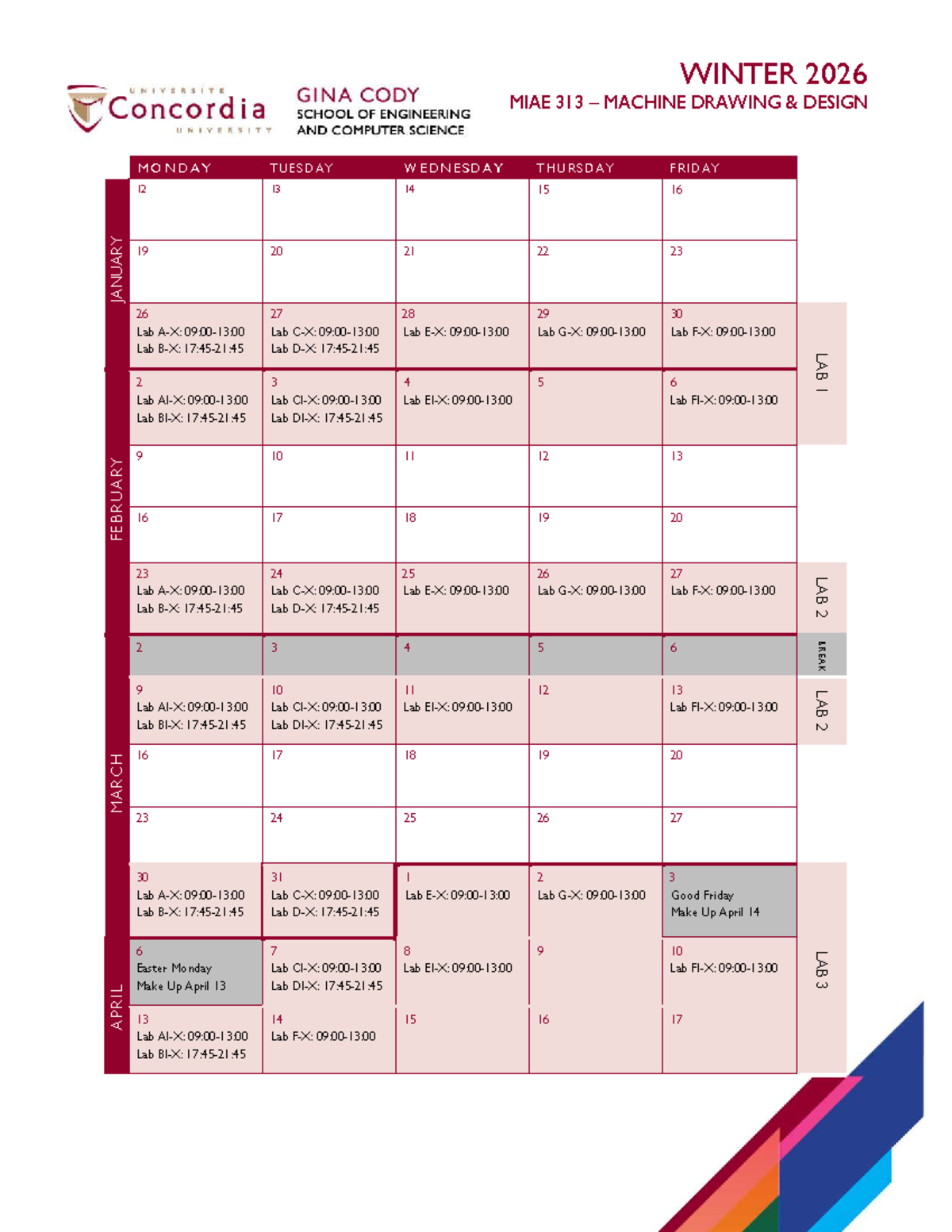 MIAE 313 Lab Schedule - Winter 2026 - Studocu