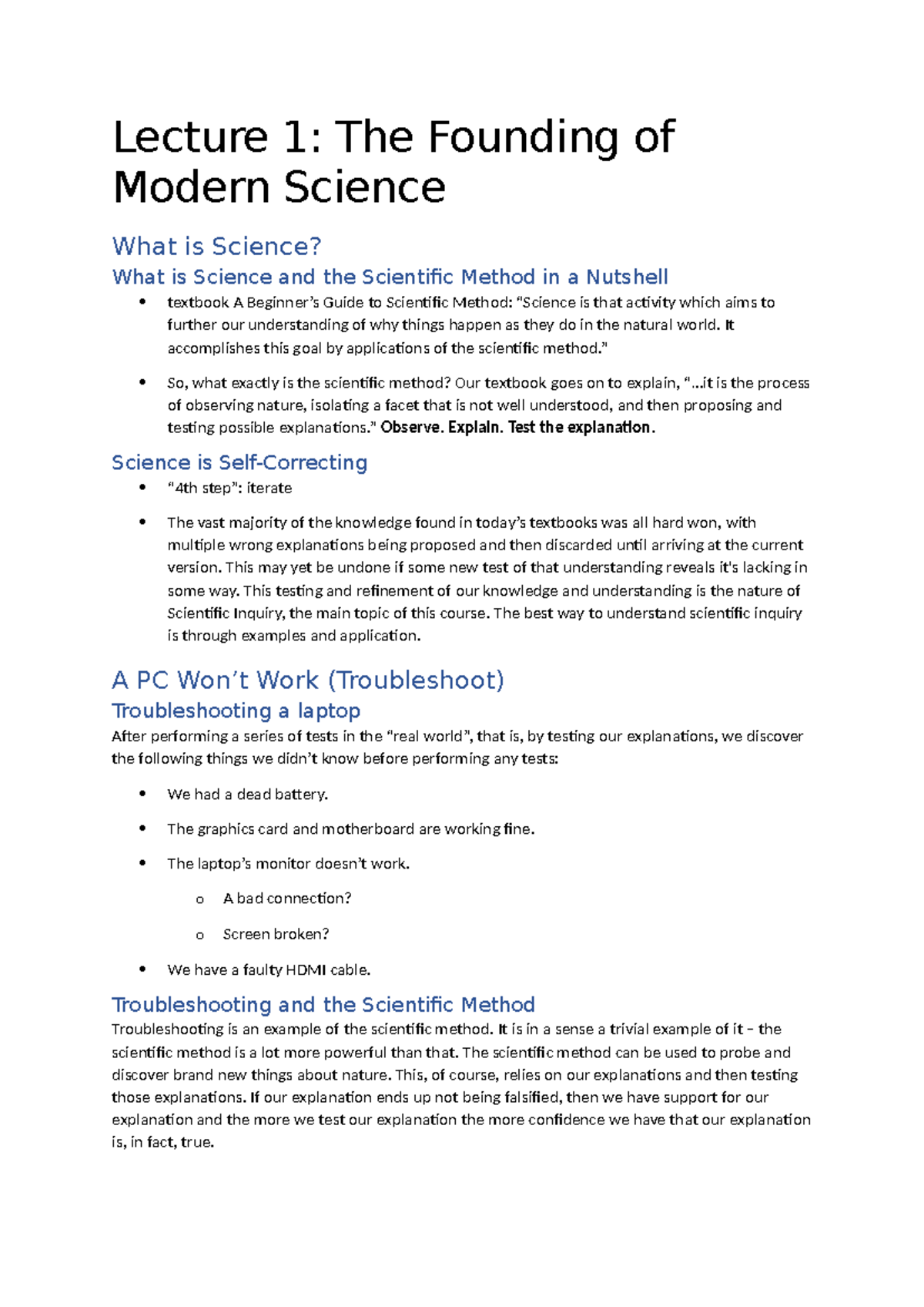 HSI1000 Final Exam Notes: Key Concepts from Lectures on Science - Document Preview