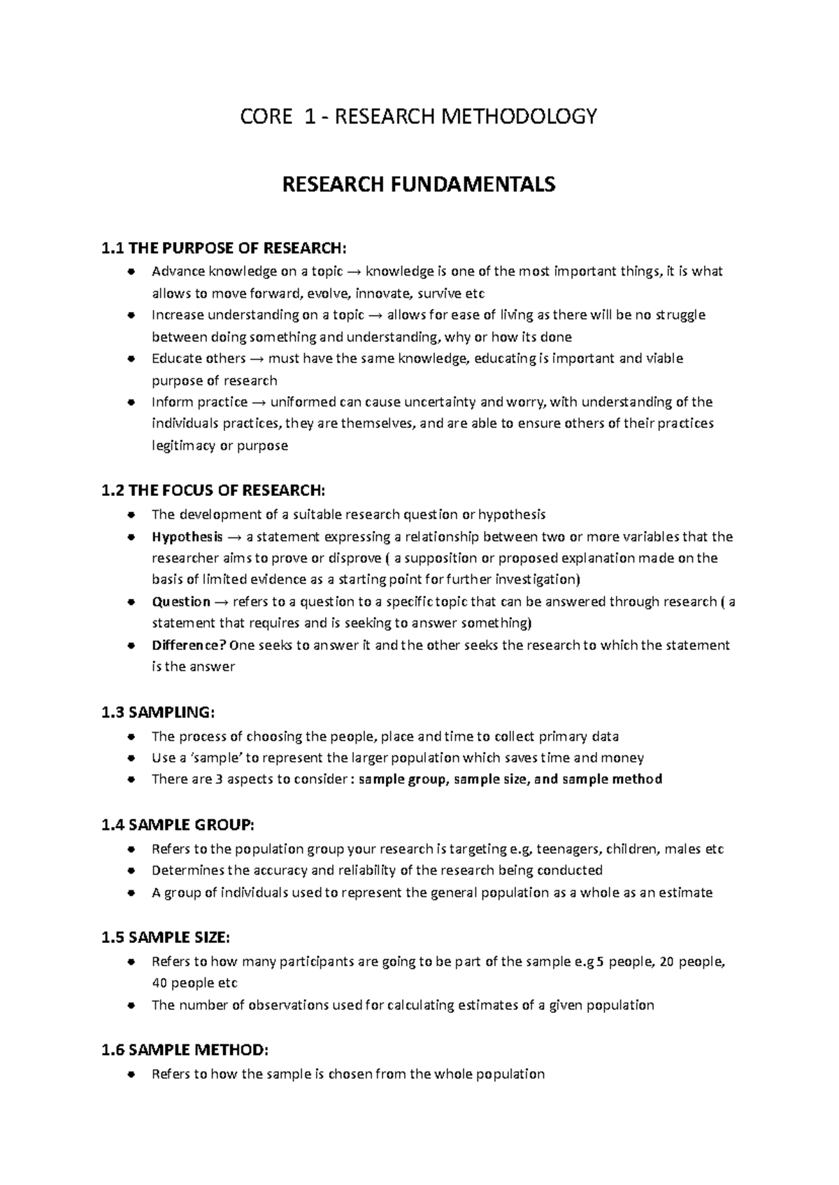 Image showcasing CORE 1 RESEARCH METHODOLOGY: Key Concepts and Practices - Studocu