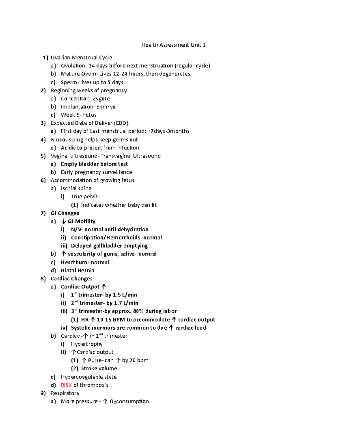Health Assessment Test 1 Summary - CS Course Notes - Studocu