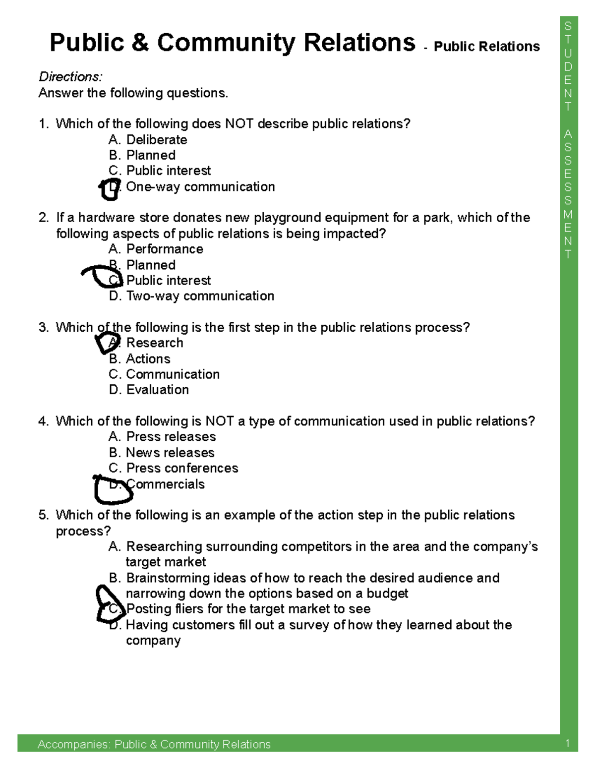 Assessment I - Public Relations (PRC101) - Studocu