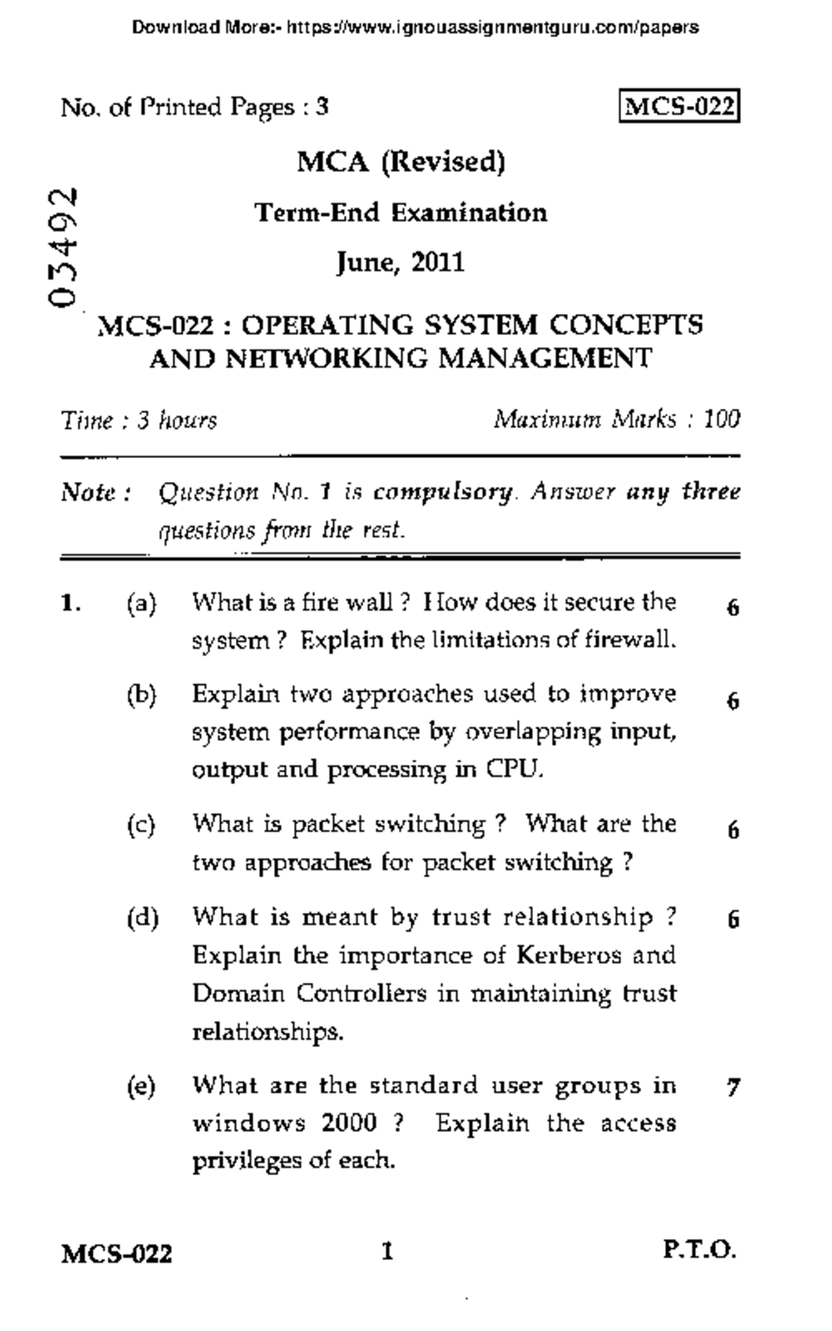 MCS-022: Important Previous Year Questions on Operating Systems ...