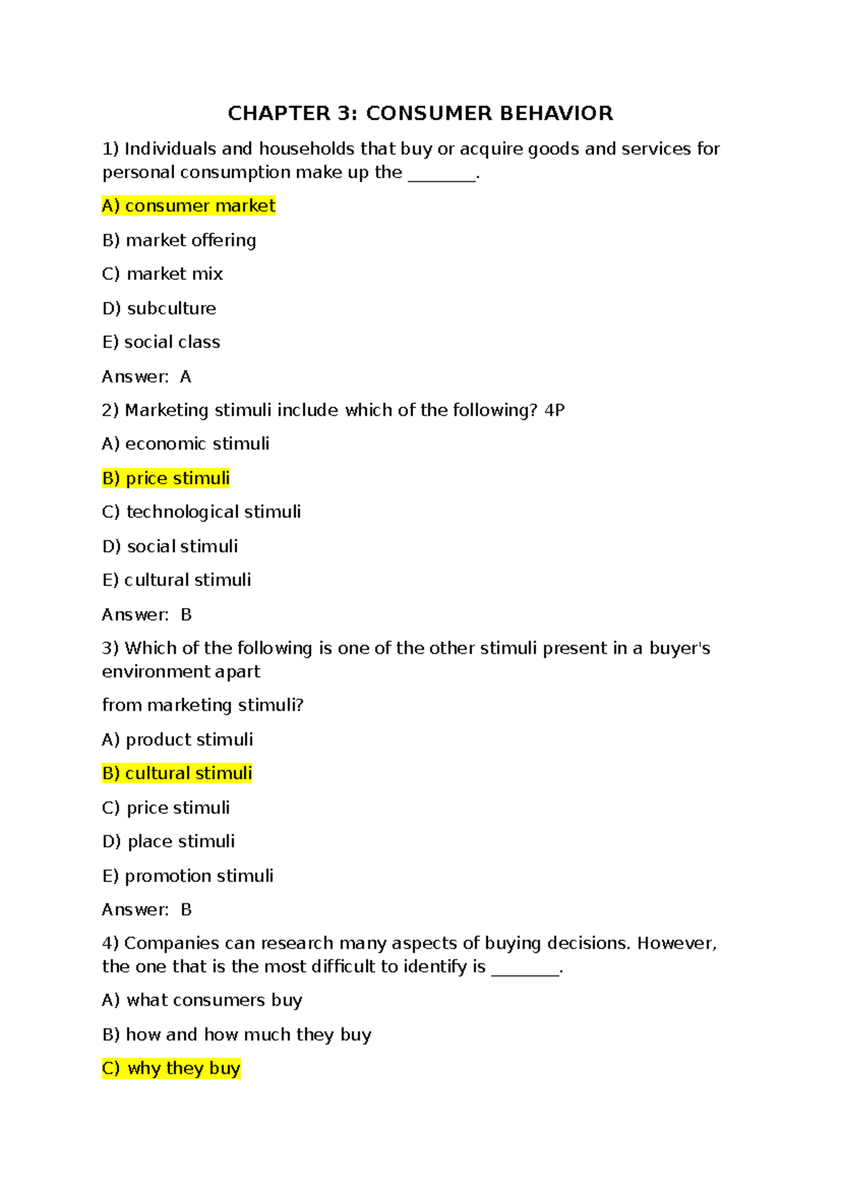 CHAPTER 3: CONSUMER BEHAVIOR - MKT Study Notes - Studocu