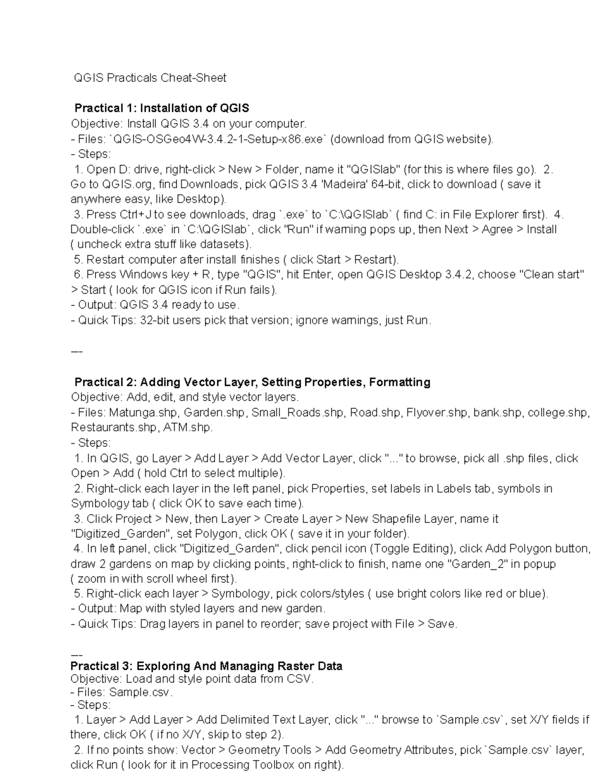 QGIS Practicals: Installation, Vector Layers, and Data Management Guide ...