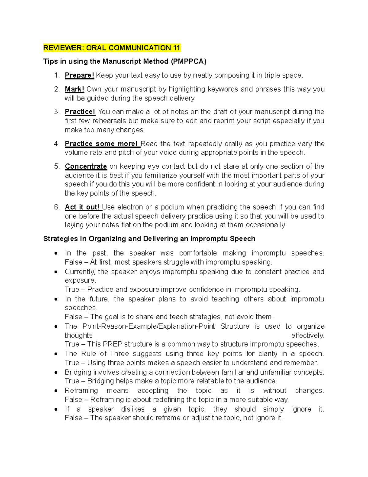REVIEWER: ORAL COMMUNICATION 11 Manuscript Method Tips and Strategies ...