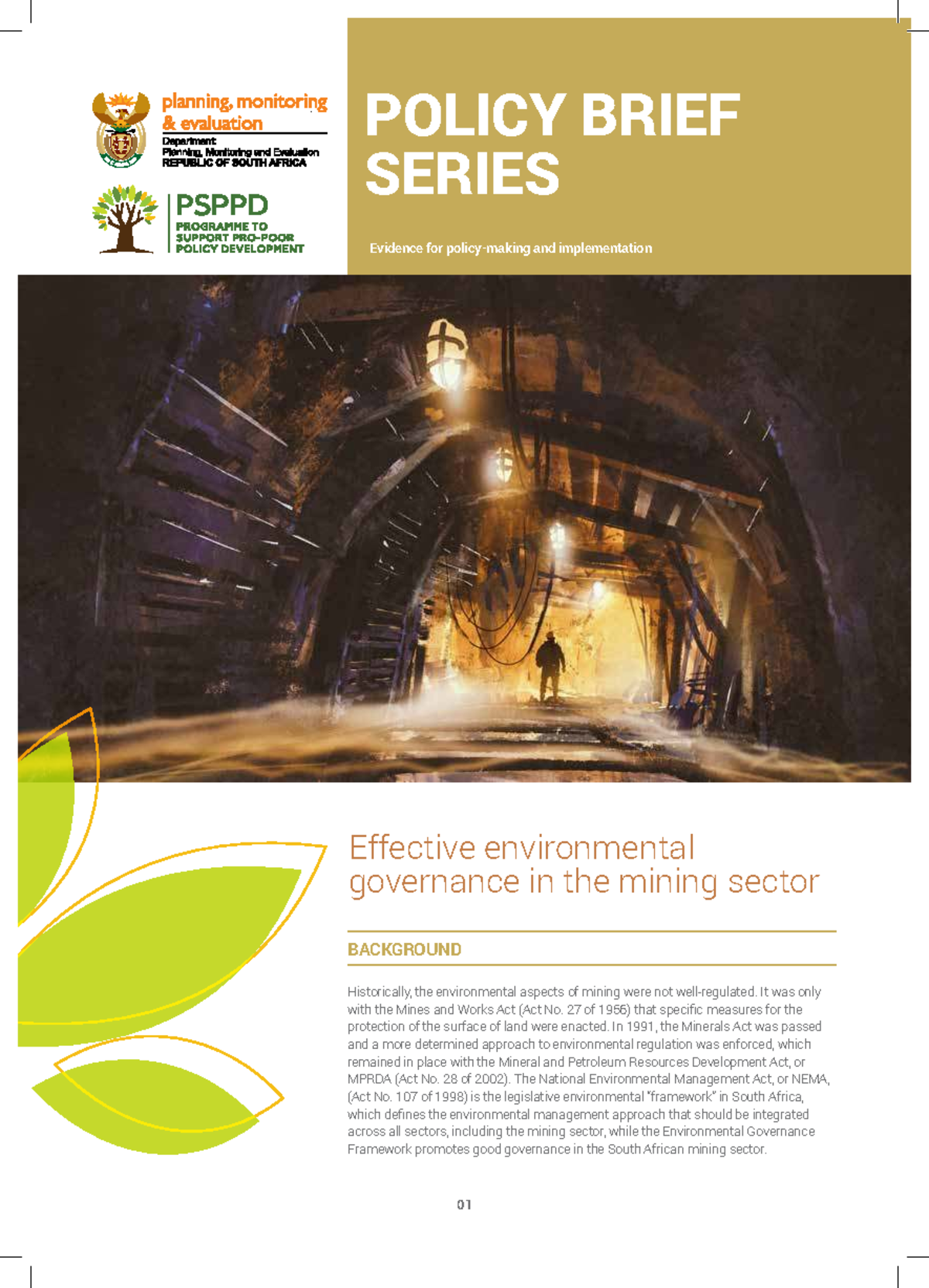 POLICY BRIEF: Enhancing Environmental Governance in Mining Sector - Studocu