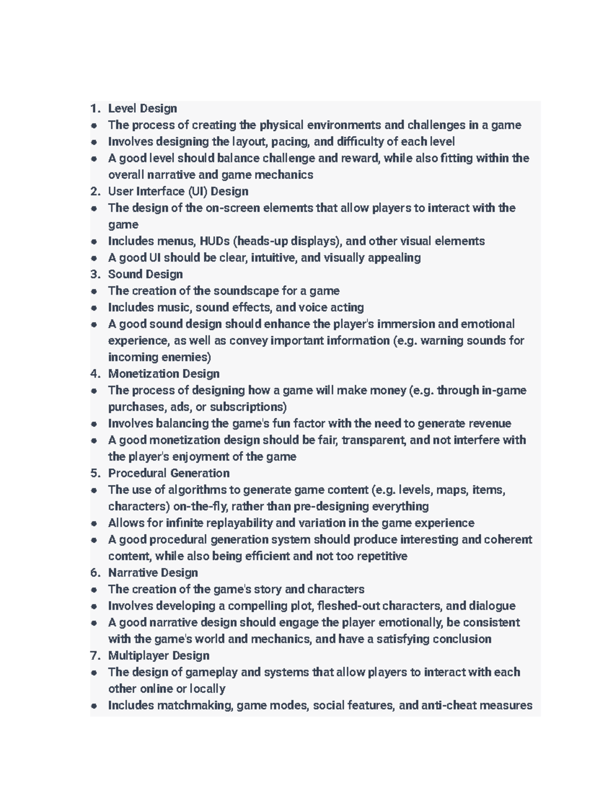 GAME Design Lecture Notes: Key Elements of Game Development - Studocu