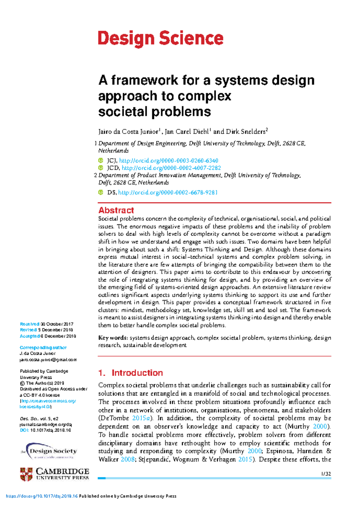 A Framework for Systems Design in Complex Societal Issues - Studocu