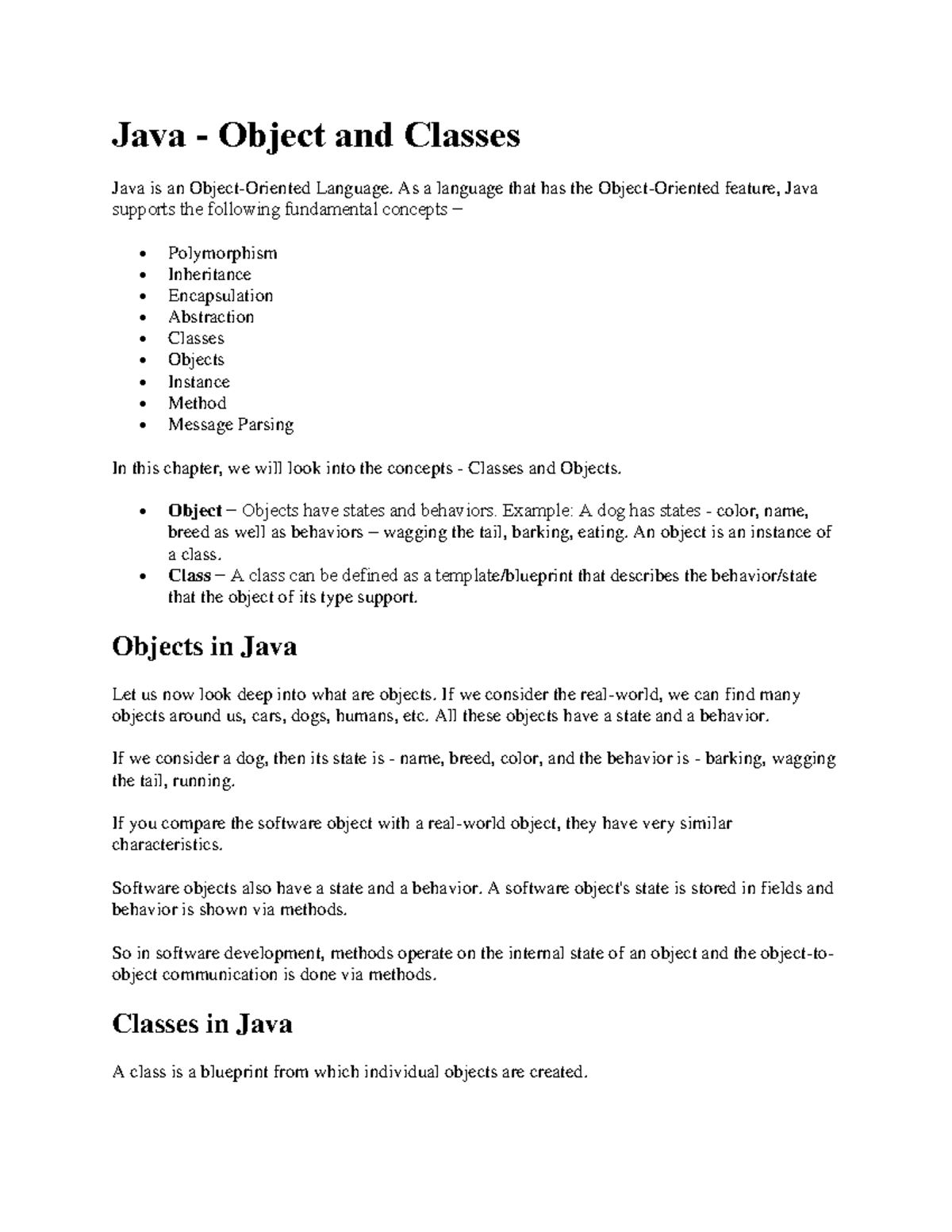 2 - Objects and Classes - Java Lecture Notes on OOP Concepts - Studocu