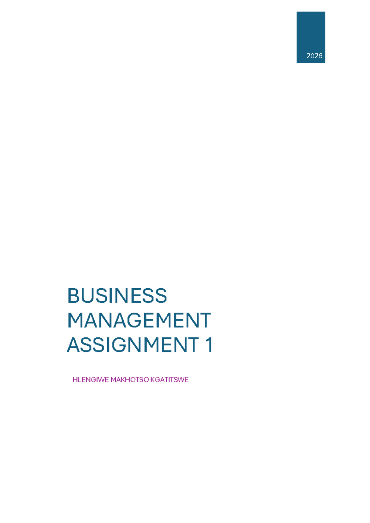 2026 BUSINESS MANAGEMENT ASSIGNMENT 1: Planning & Leadership Analysis ...