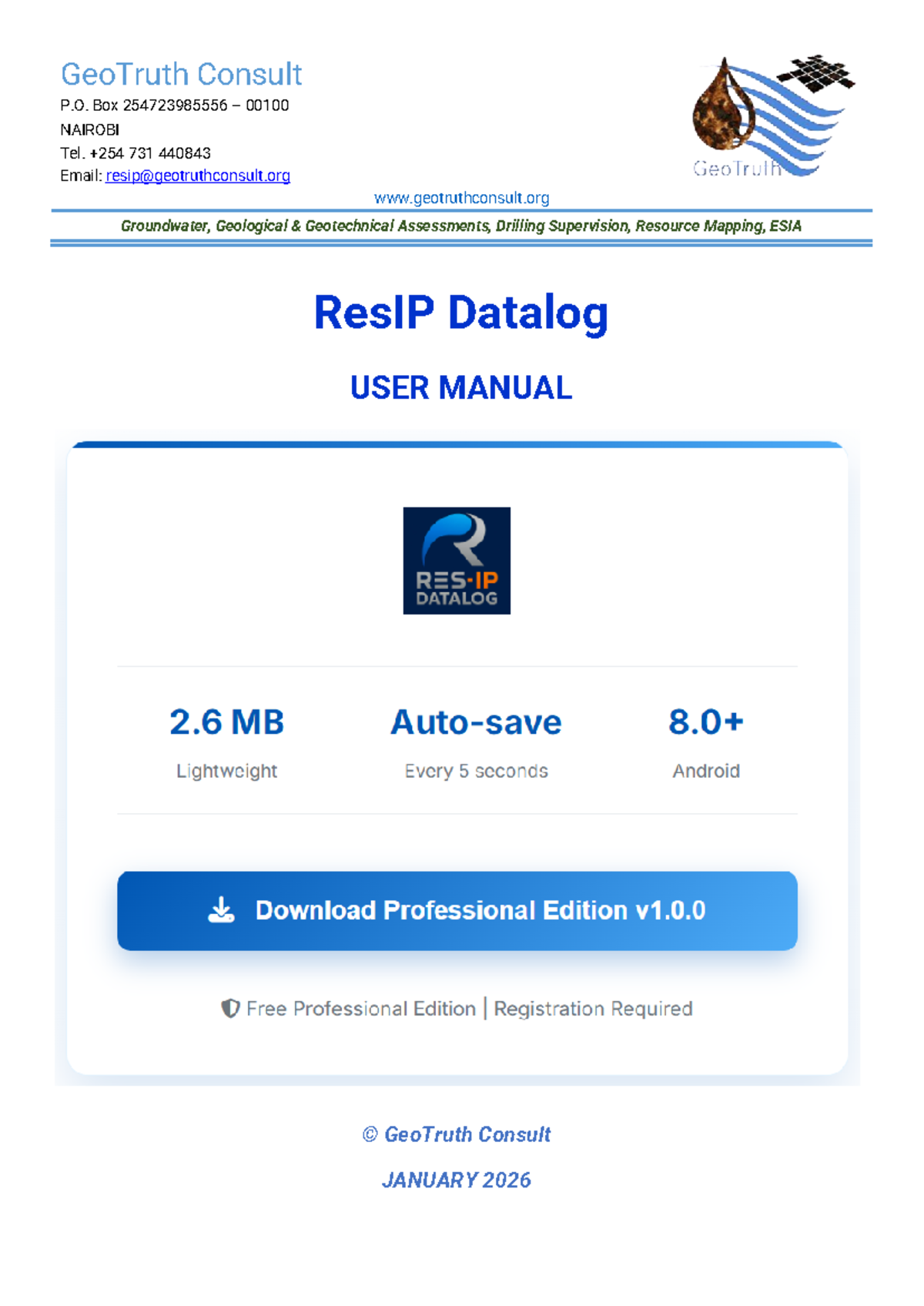 ResIP Datalog User Manual: Groundwater & Geotechnical Assessments - Studocu