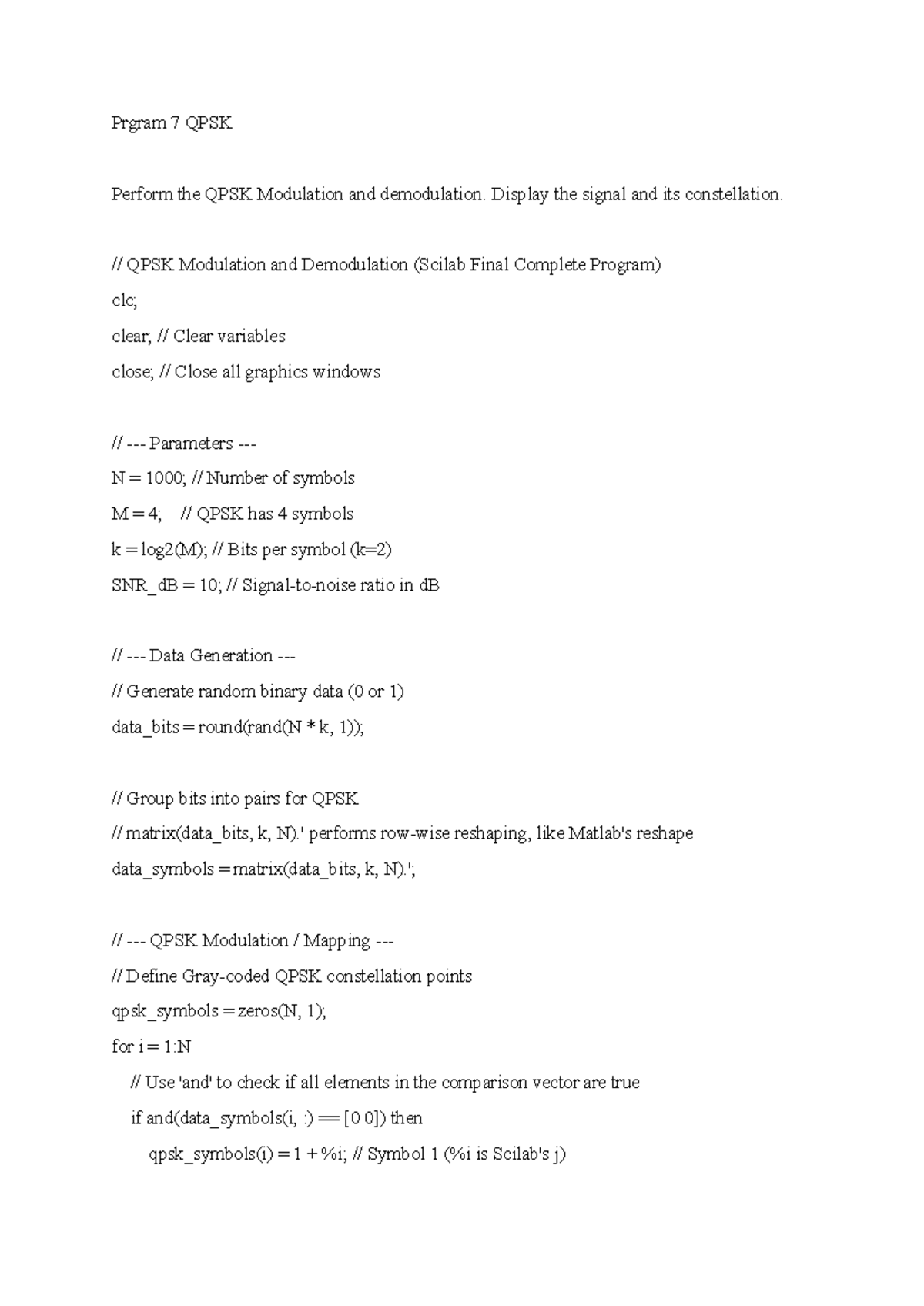 Program 7: QPSK Modulation & Demodulation - Complete Guide - Studocu