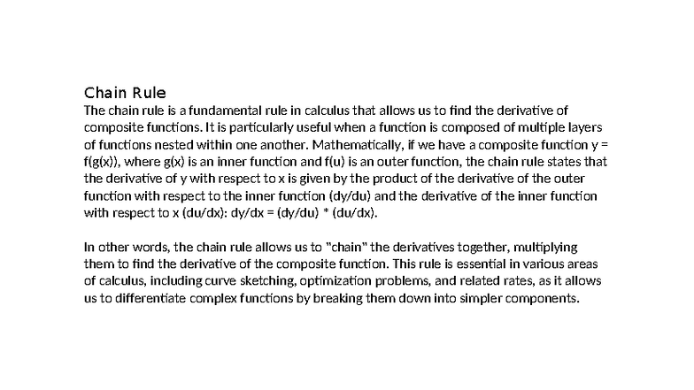 2.3 Chain Rule - Calculus Note Summaries - Studocu