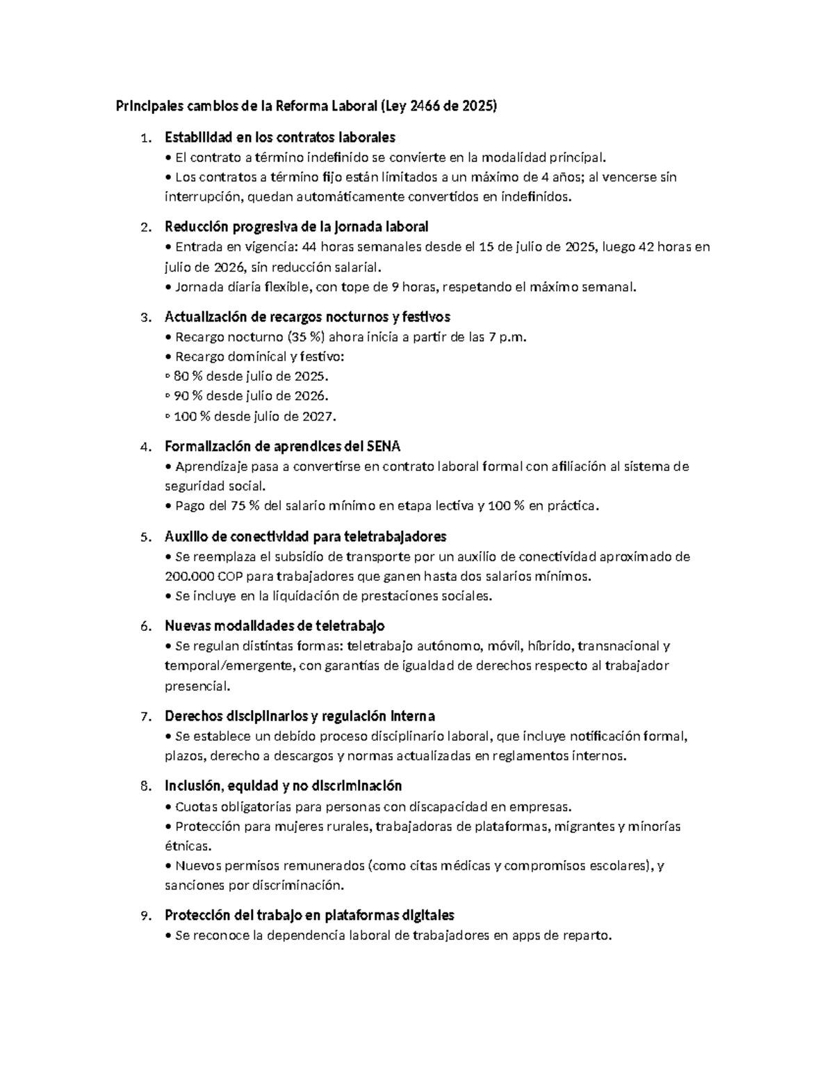 Cambios Clave en la Reforma Laboral Ley 2466 de 2025 - Studocu