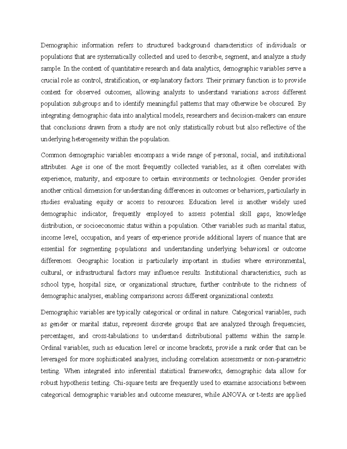 Demographic Analysis in Quantitative Research: Key Insights and ...