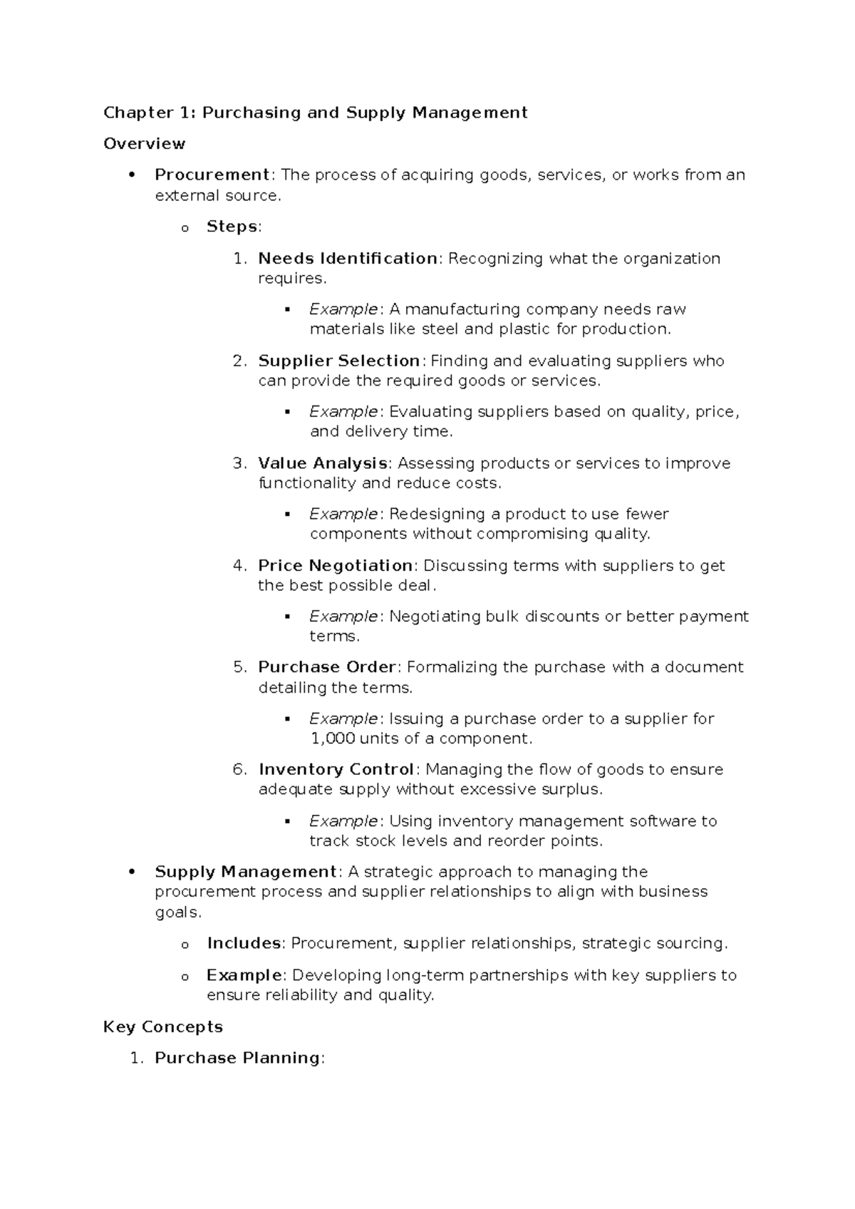 305 Exam Notes - Summary of Key Concepts in Supply Chain Management ...