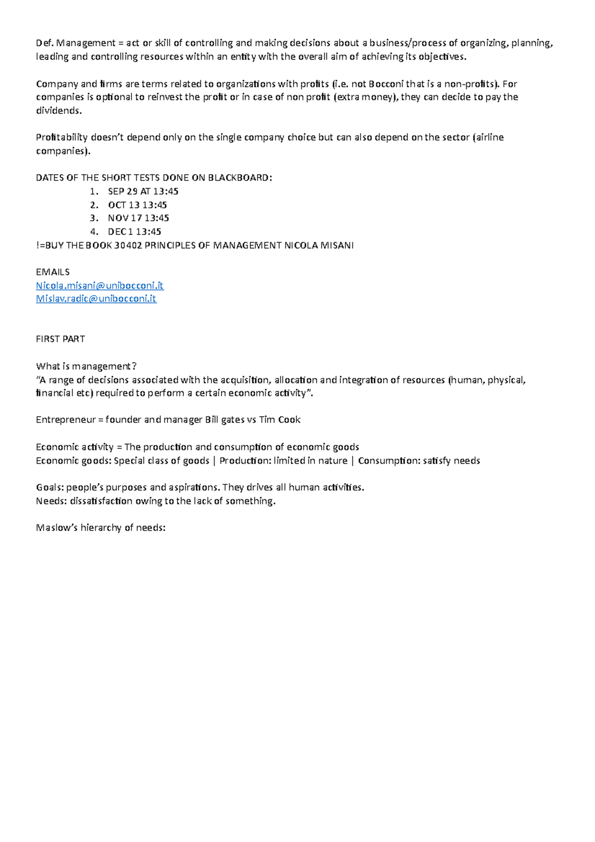 30402 Principles of Management: Comprehensive Study Notes - Studocu