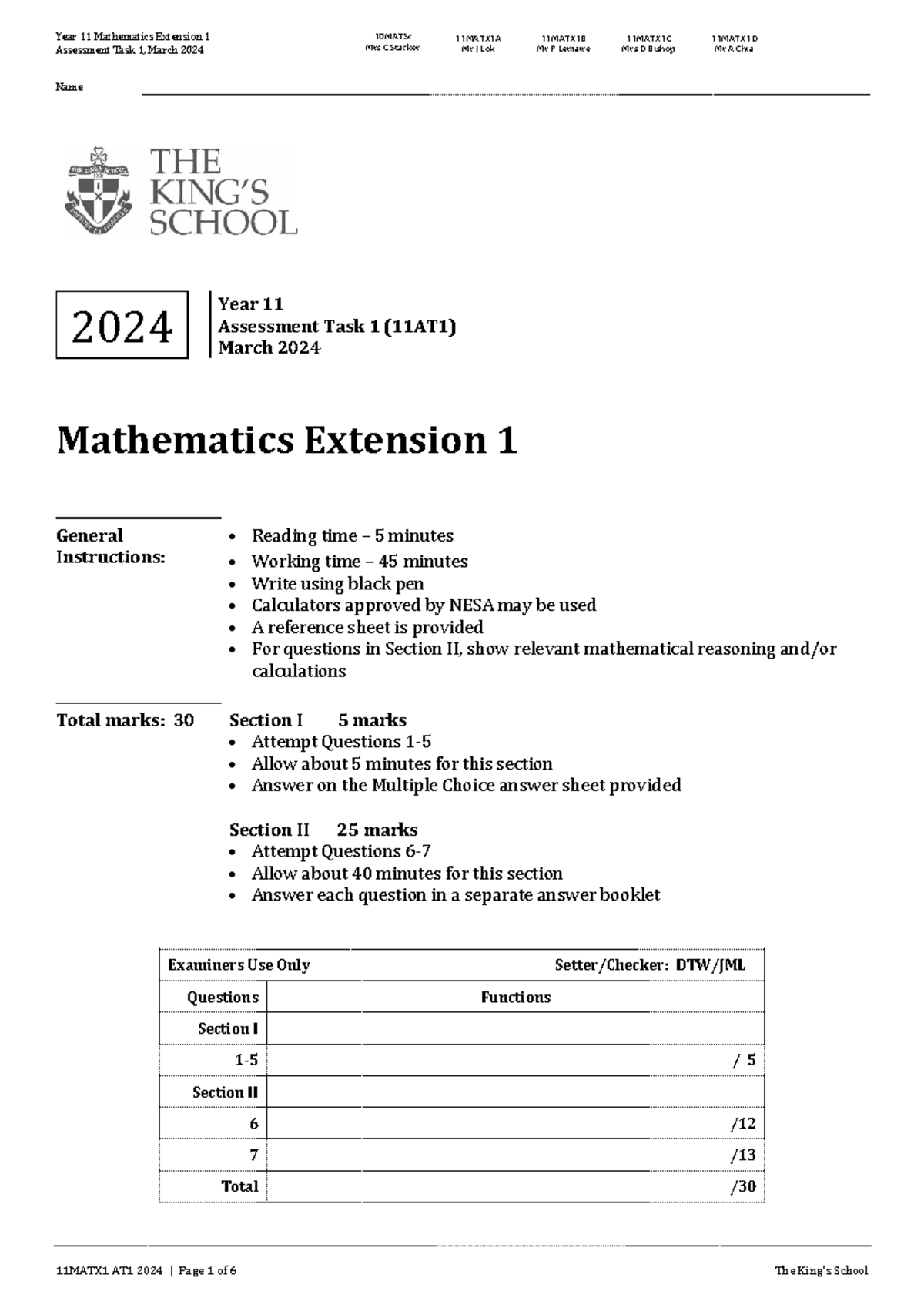 Y11 MATHEMATICS EXT 1 AT1 2024 WITH SOLUTIONS - Studocu
