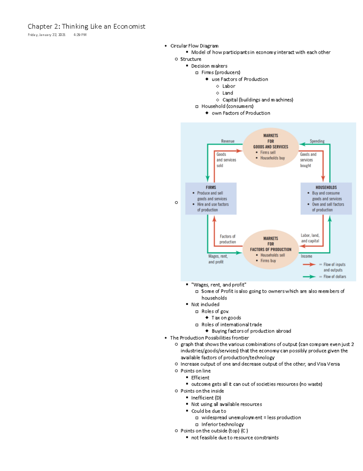 Chapter 2 Thinking Like an Economist - Circular Flow Diagram Model of ...