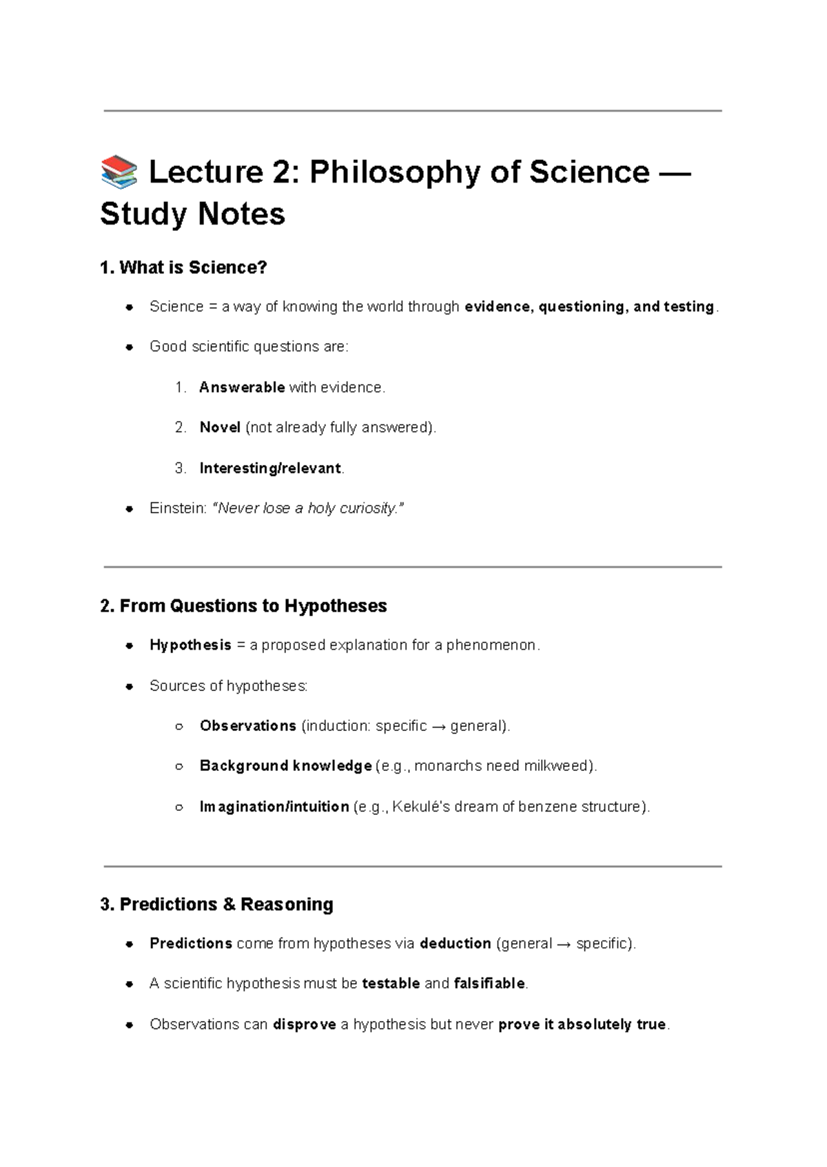 Lecture 2: Philosophy of Science Study Notes on Evidence and Hypotheses ...