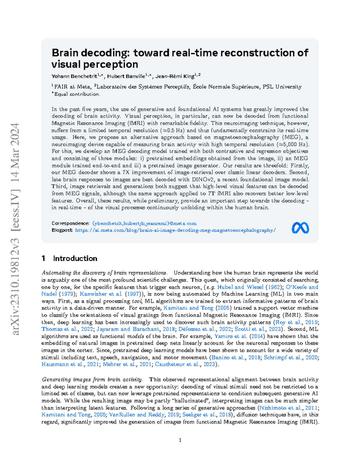 Brain Decoding: Real-Time Reconstruction of Visual Perception - Studocu