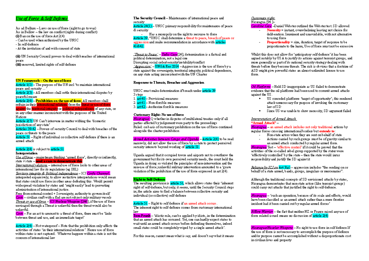 Public International Law Exam Notes (LAW 101) - Studocu