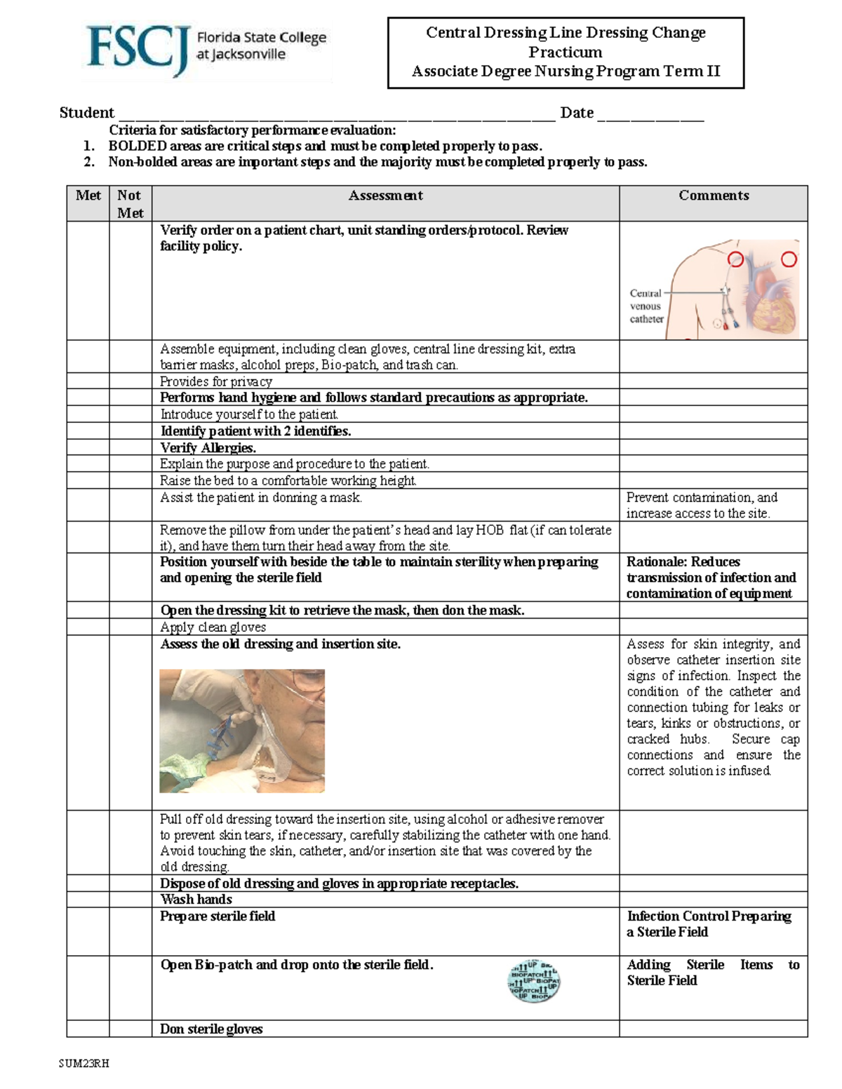 Central Line Dressing Change Practicum - ADN Program Term II - Studocu