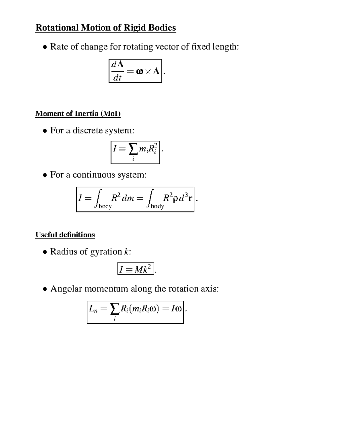 Rotational Motion of Rigid Bodies: Lesson 2 Notes - Studocu