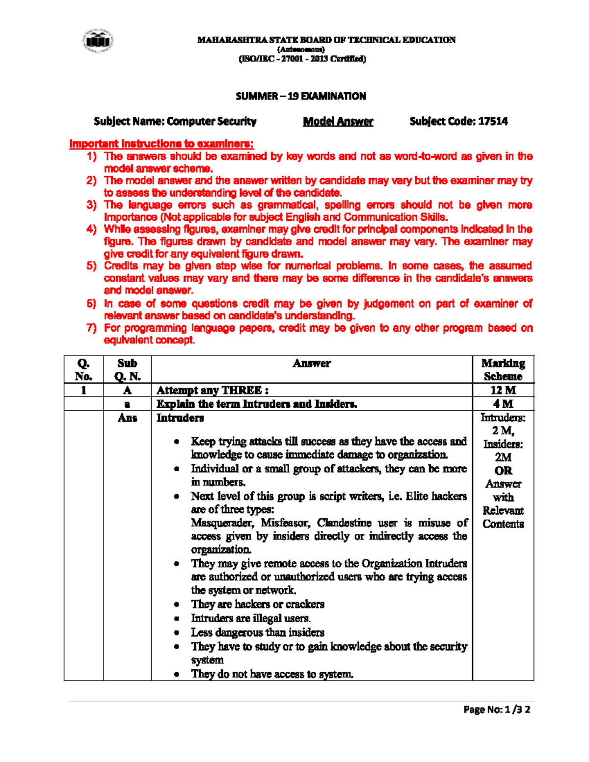 S 19 Answer paper - Computer Engineering - Studocu