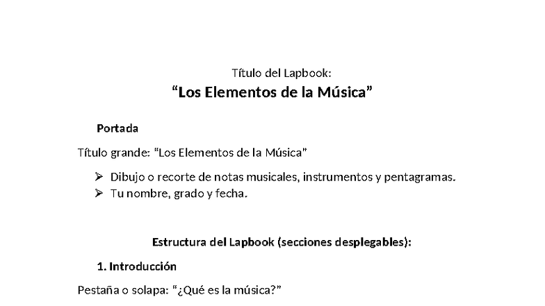 Lapbook: Elementos de la Música y su Estructura - Studocu