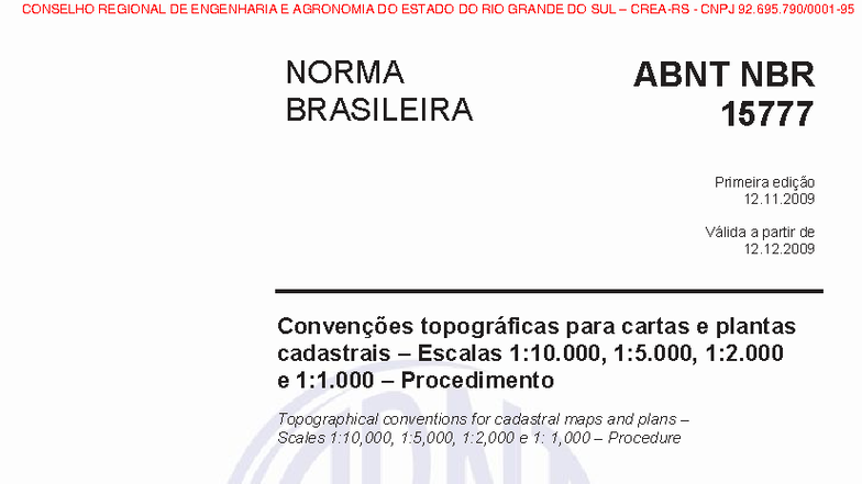 ABNT NBR 15777: Convenções Topográficas para Cartas e Plantas