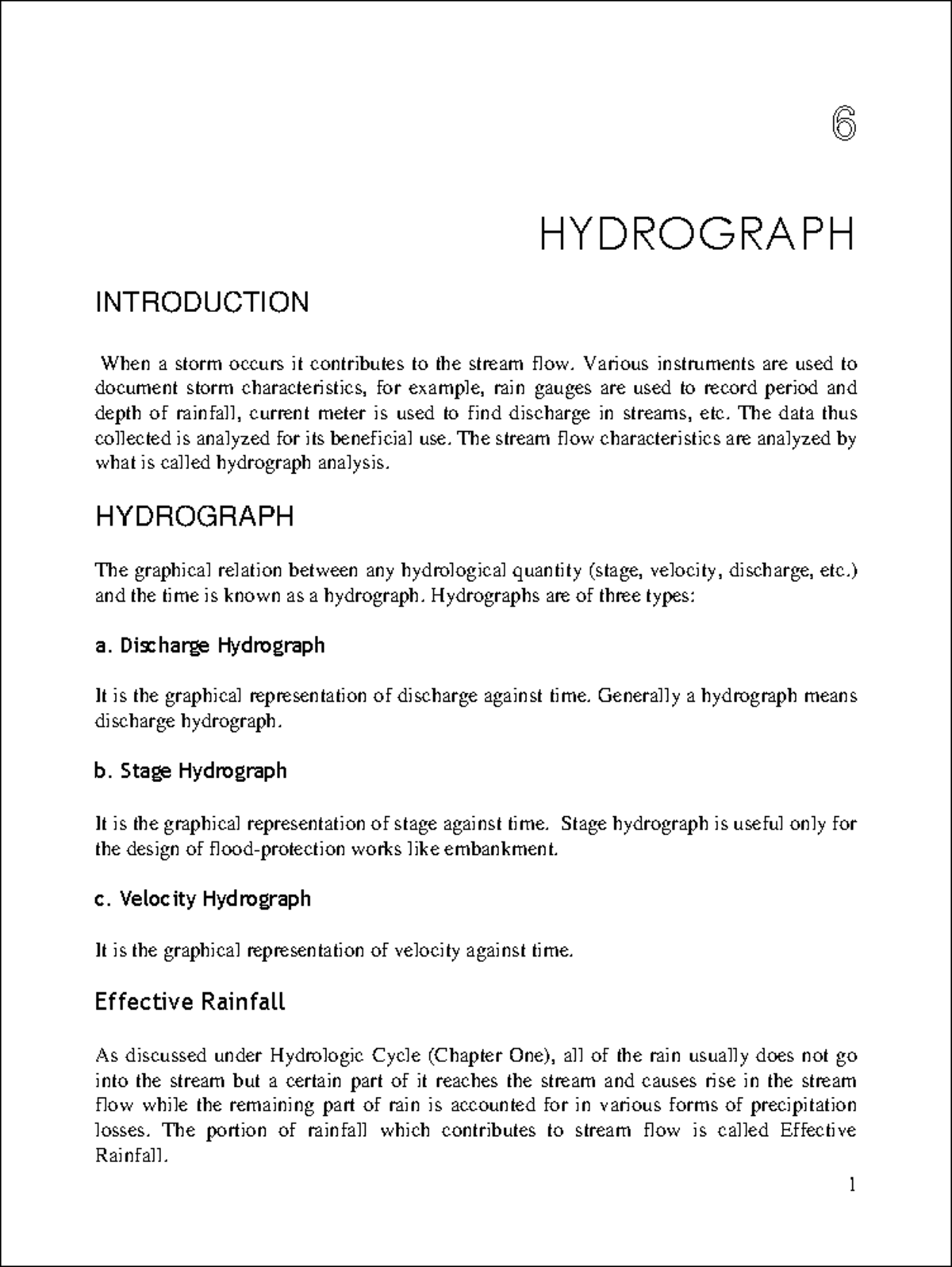 Ch. 6 - Hydrograph Analysis and Effective Rainfall Methods - Studocu