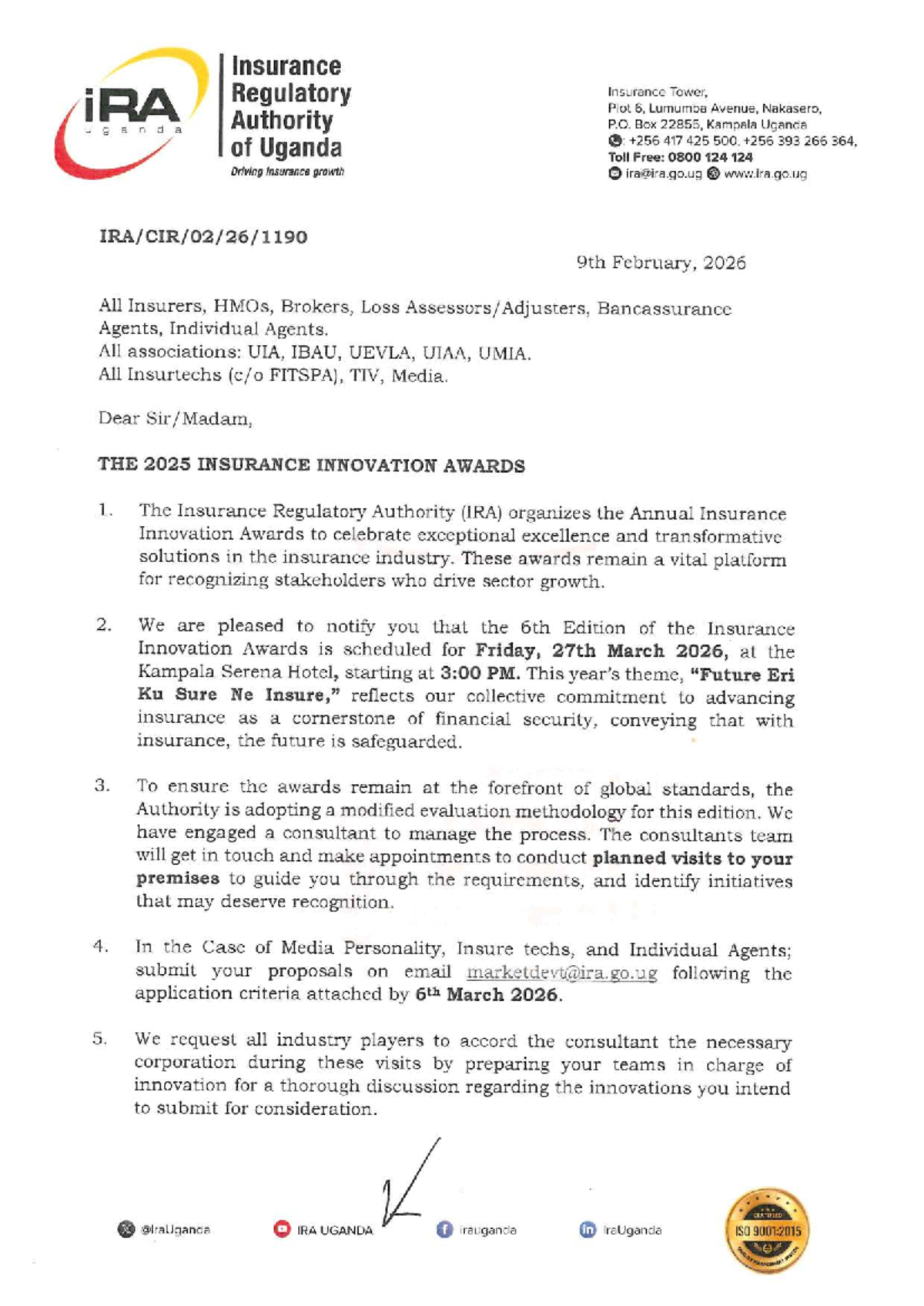 Circular: 2025 Insurance Innovation Awards Announcement - Studocu