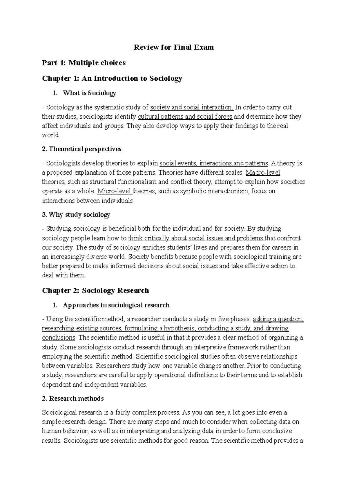 Sociology 101: Final Exam Review - Key Concepts & Research Insights ...