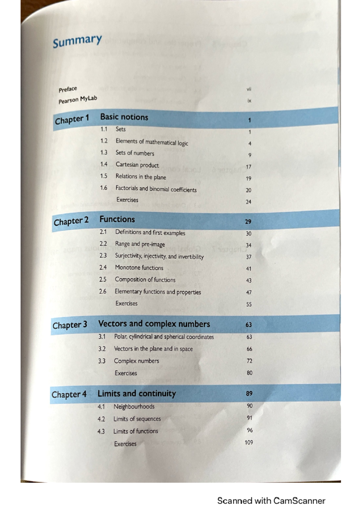 MA1 Ch 1 & 2 - lecture notes - Summary Preface vii Pearson MyLab ix ...