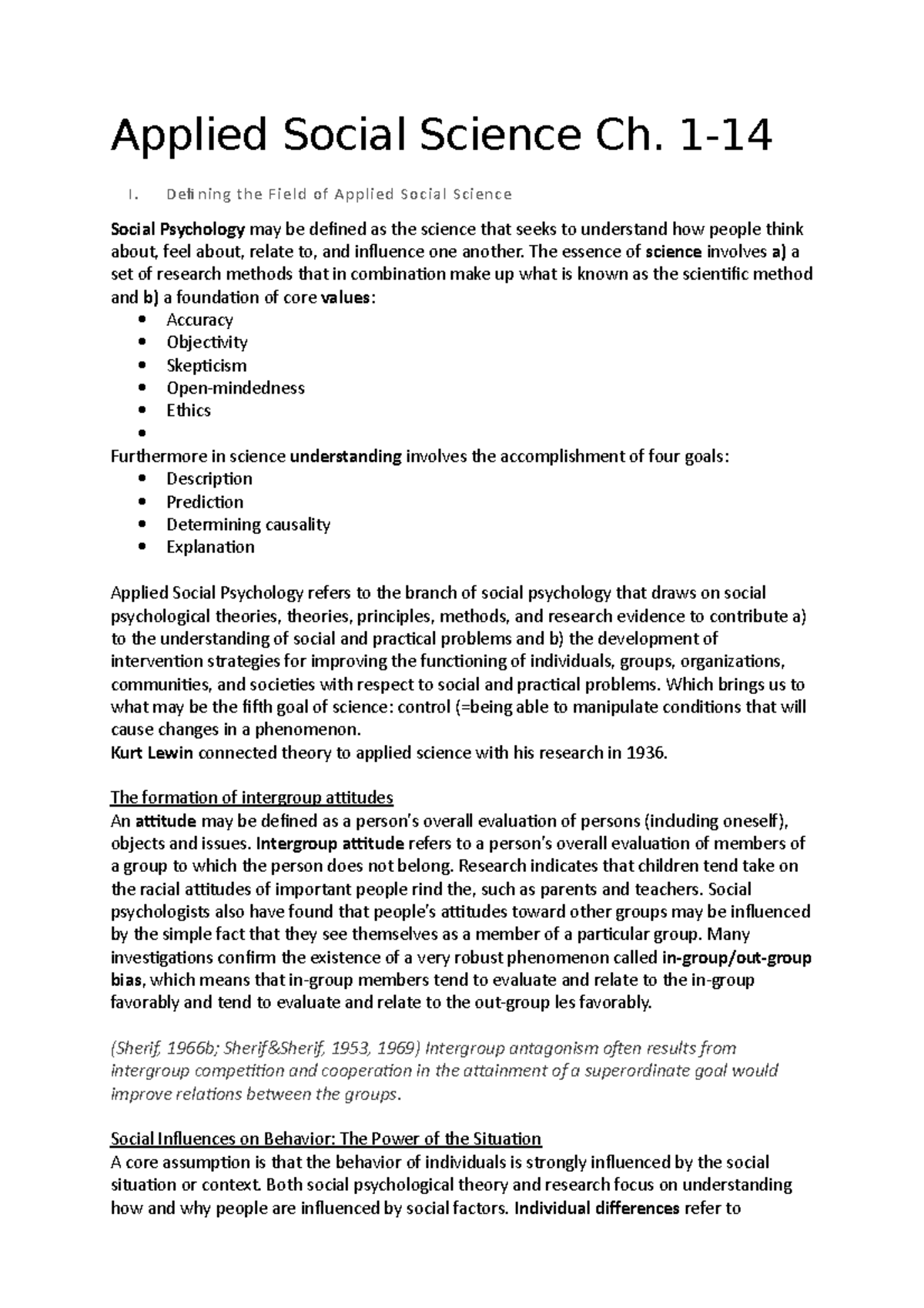 Zusammenfassung Applied Social Science: Kapitel 1 - Einführung in die ...