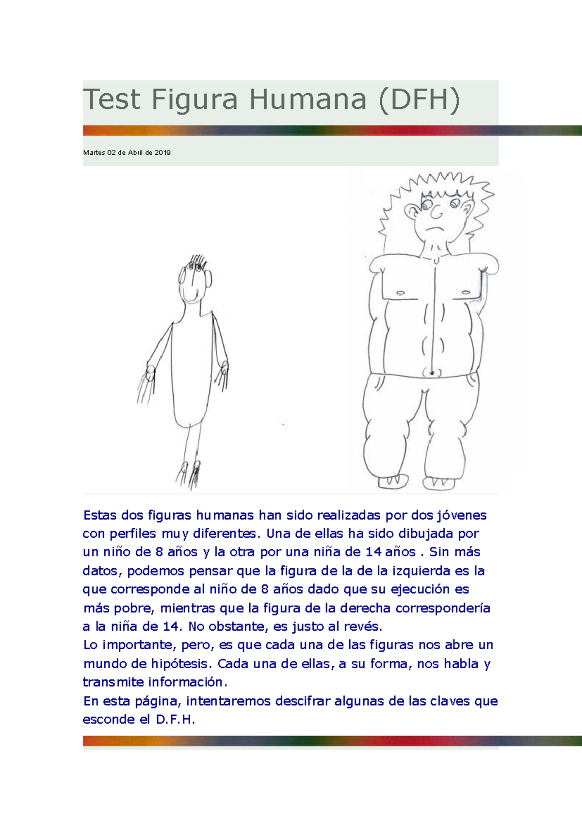 Test Figura Humana (DFH) - Análisis y Aplicación de Koppitz - Studocu