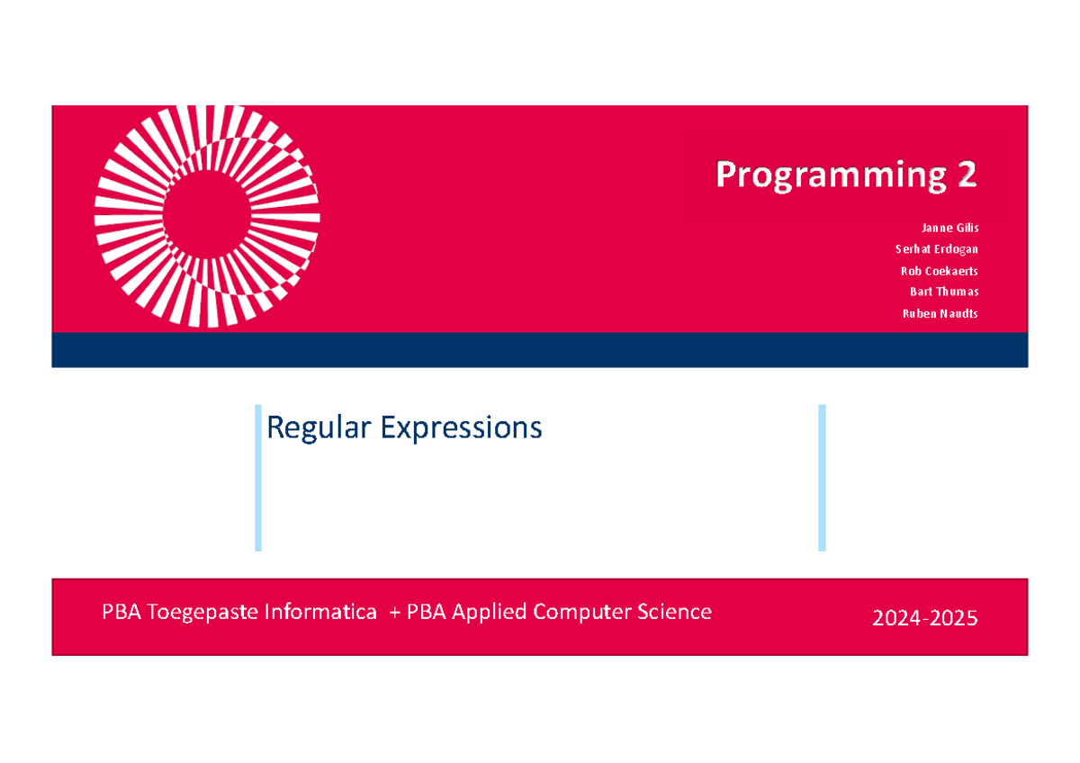 Regex Fundamentals and Usage in Python - PBA Toegepaste Informatica ...