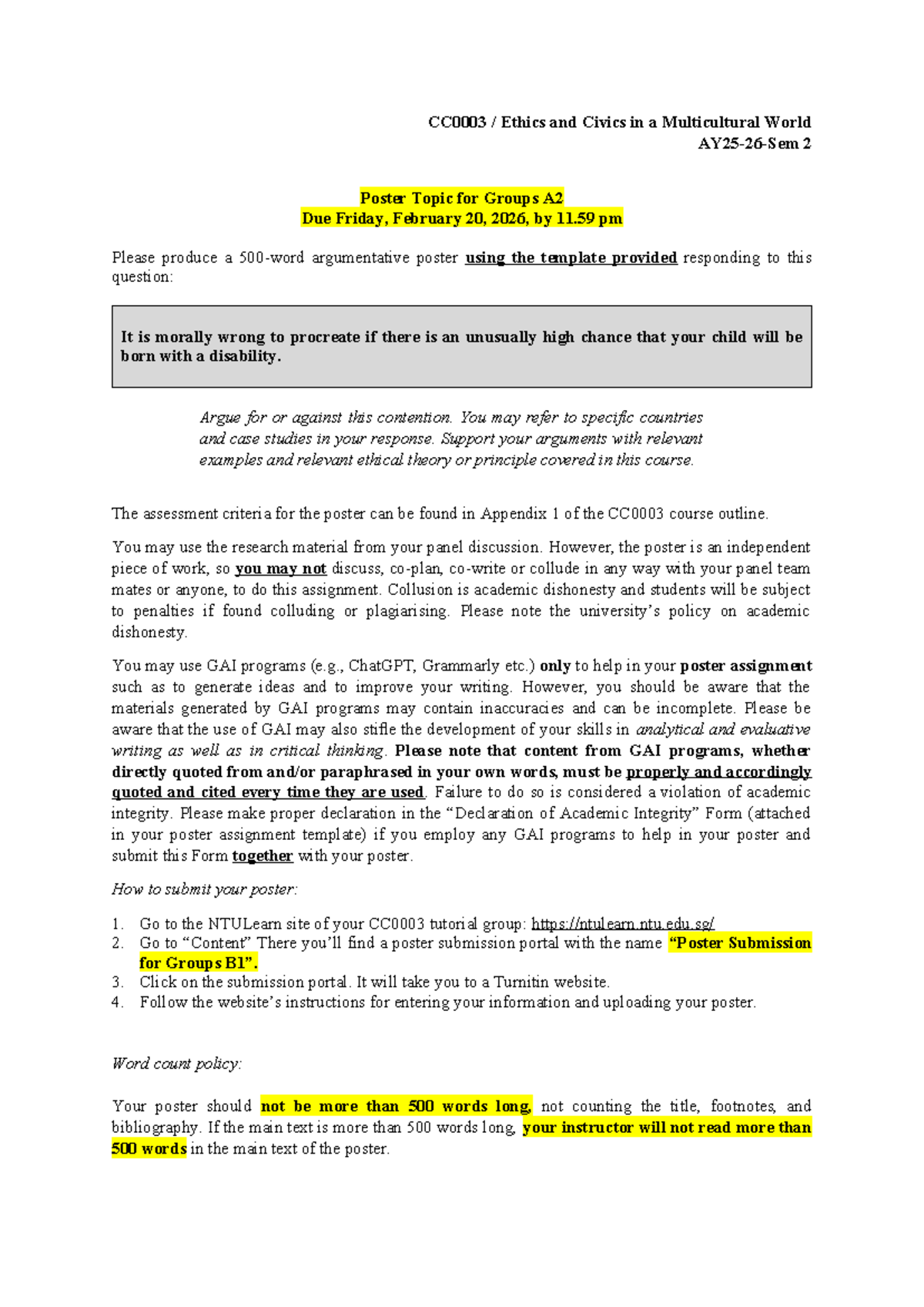 A2 Argumentative Poster: Ethics of Procreation in a Multicultural ...