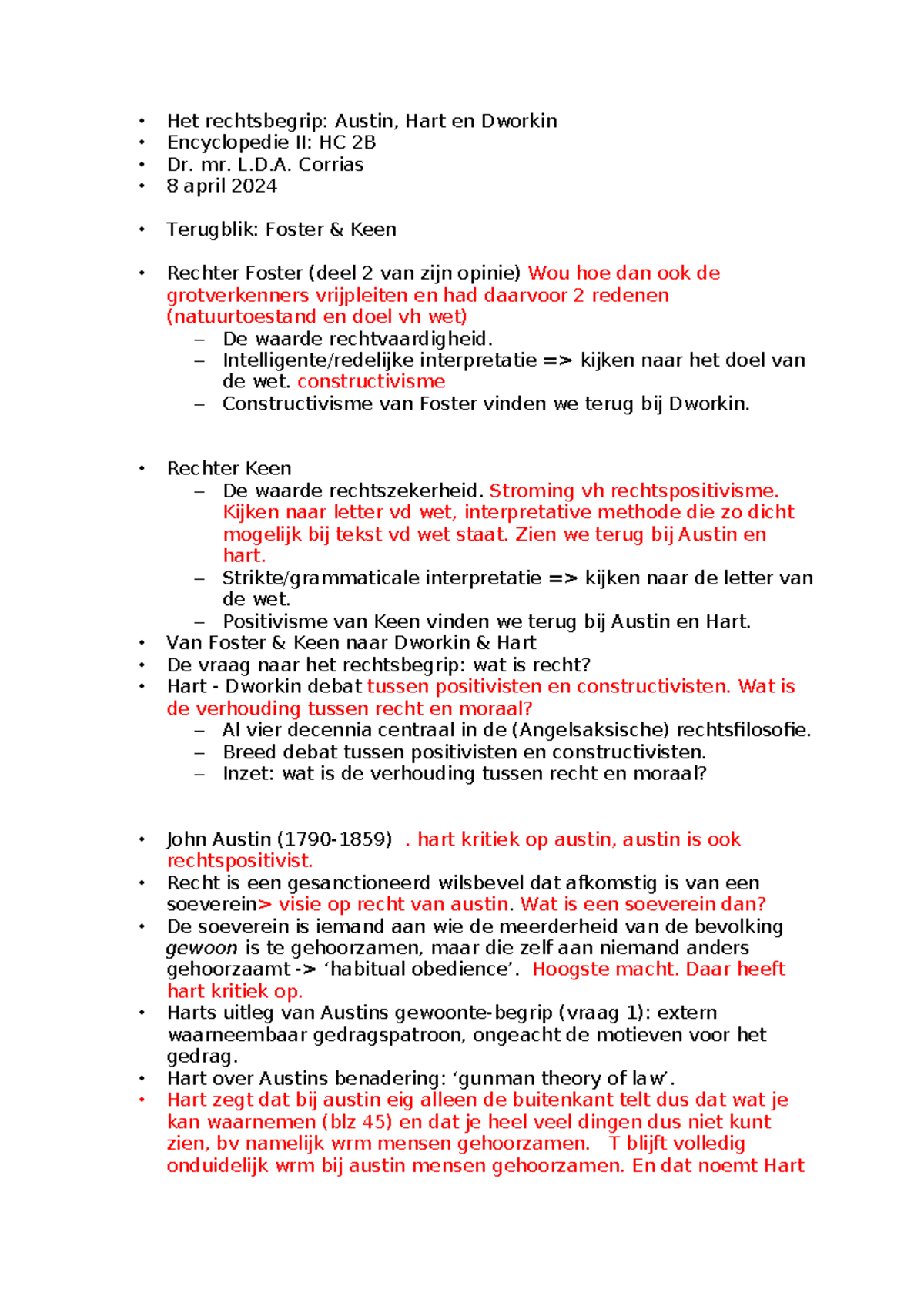 Ency II HC 2B: Recht en Moraal - Analyse van Hart, Dworkin en Austin ...