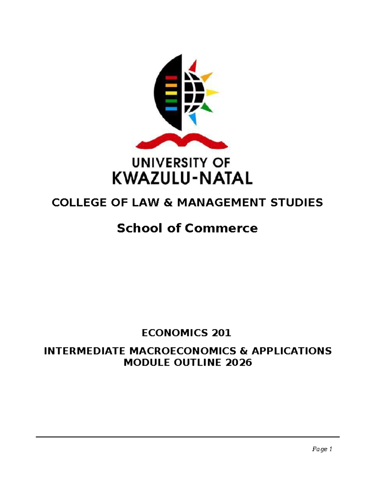 ECON 201: Intermediate Macroeconomics Module Outline 2026 - Studocu