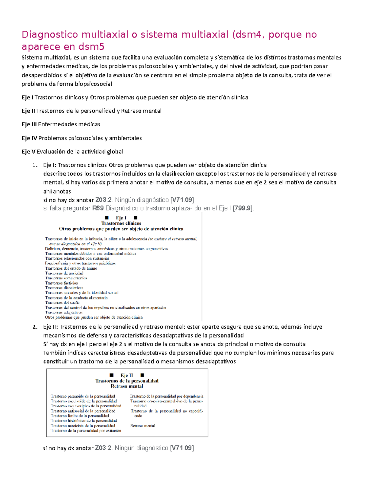 Diagnostico multiaxial, psiquiatria examen mental - Diagnostico ...