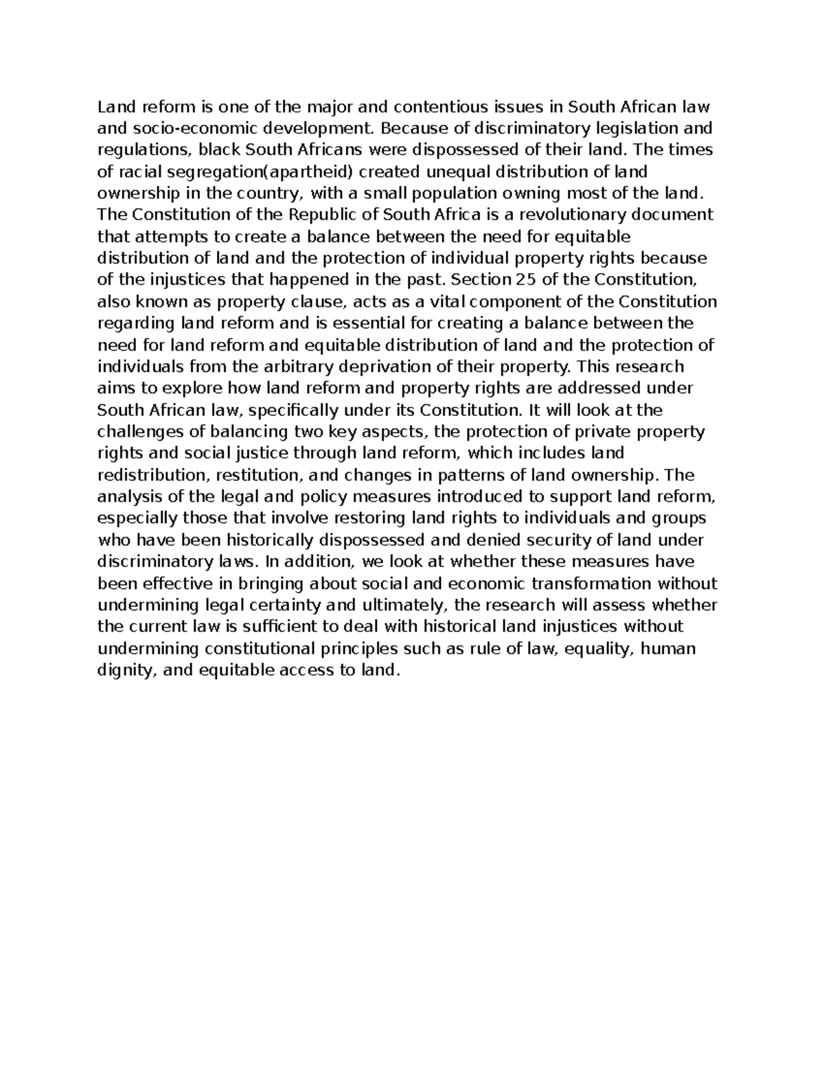 Land Reform & Property Rights in South Africa: Legal Perspectives - Studocu