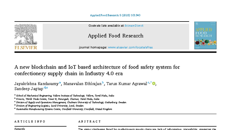 A new blockchain and Io T based architecture of food safety system for ...