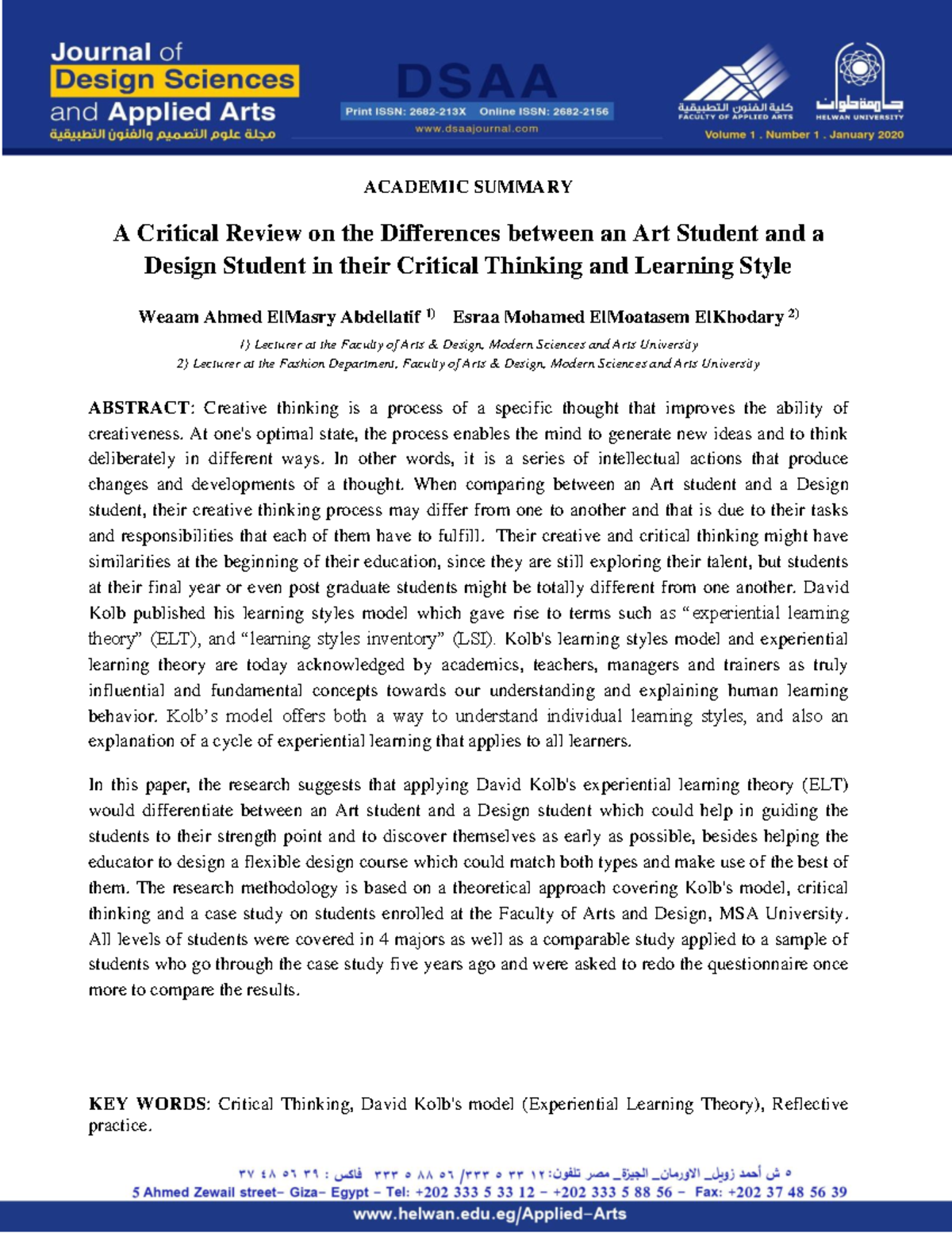 Critical Review: Art vs Design Students' Critical Thinking & Learning ...