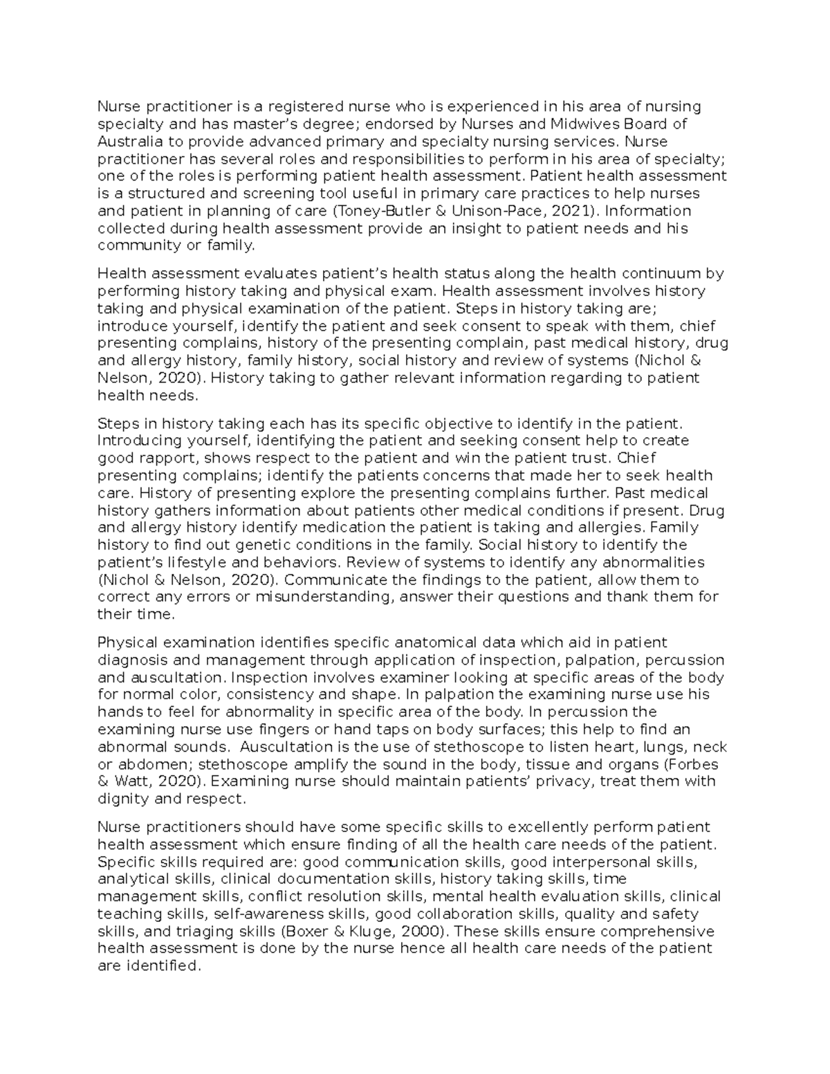 Critical Analysis of Nurse Practitioner Roles (Course Code: NURS 101 ...