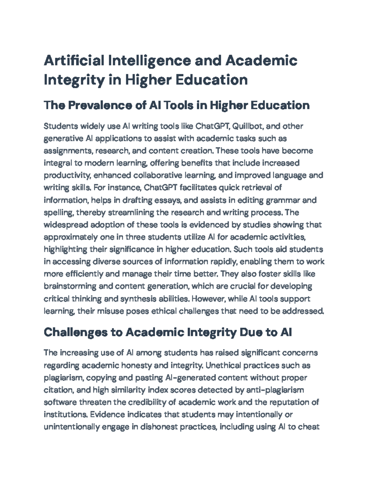 Artificial Intelligence and Academic Integrity: Challenges & Strategies ...