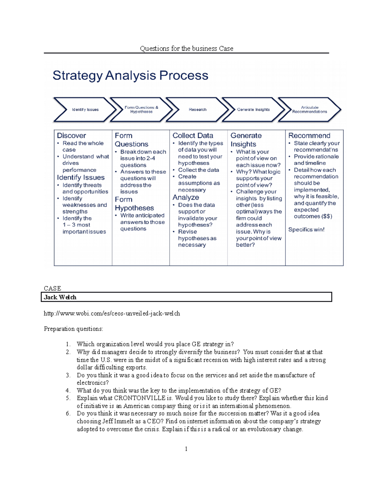 Business Case Analysis Questions 2018-19 - Studocu