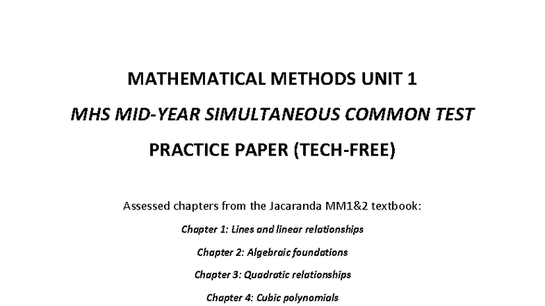MM12 Mid-Year SCT Practice Paper: Simultaneous Common Test - Studocu
